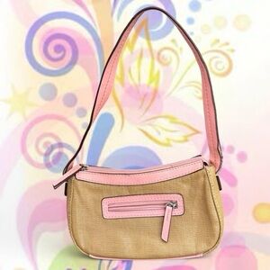 vtg y2k (2004) woven canvas shoulder bag - first issue by liz claiborne